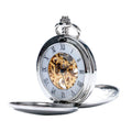 Antique Silver Polished Double Side Manual Mechanical Retro Roman Pocket Watches