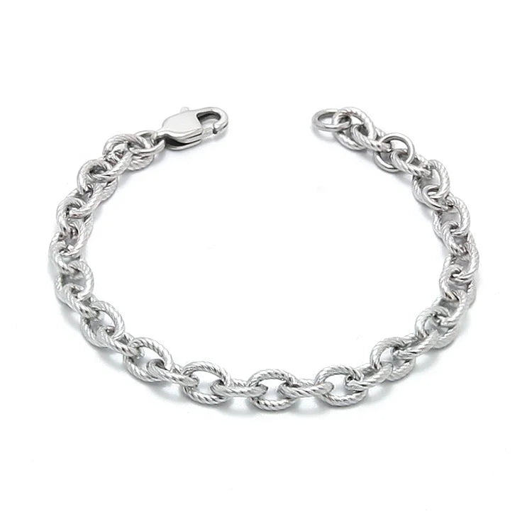 Simple Stainless Steel Design Jewelry Twist Splice Rope Link Oval Chain Bracelet Jewelry Women