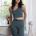 New Design Cut Out Quick Dry Sexy Yoga Leggings and Tank Top Set Bodysuit Seamless Yoga Wear
