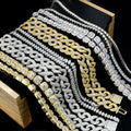 Bling Bling Jewelry Iced Out Big Size square Marquise Clustered Moissanite Diamond  Tennis Chain  Bracelet Necklace Setting
