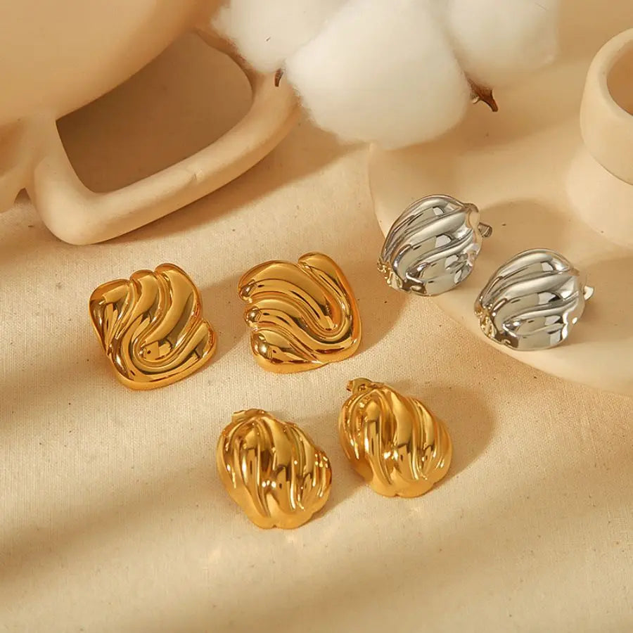 YF3874 Fashion Waterproof Stainless Steel Jewelry 18k Gold Plated Irregular Geometric Pattern Earrings Non Tarnish