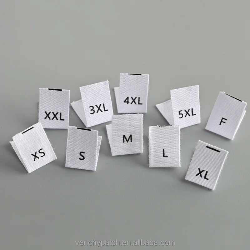 Customized Clothing Labels Wholesale Sizes Cotton Material Different Sizes Garment Labels