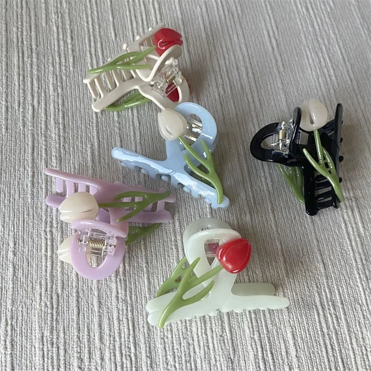 Korean Creative Tulipa 8.0cm Acetate Hair Claws Fashion Sweet Cellulose Hair Clip for Girls