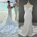 8696# Real Photos Spaghetti Straps Backless Mermaid Wedding Dress Bridal Gown for Women With Appliques Lace Sweep Train