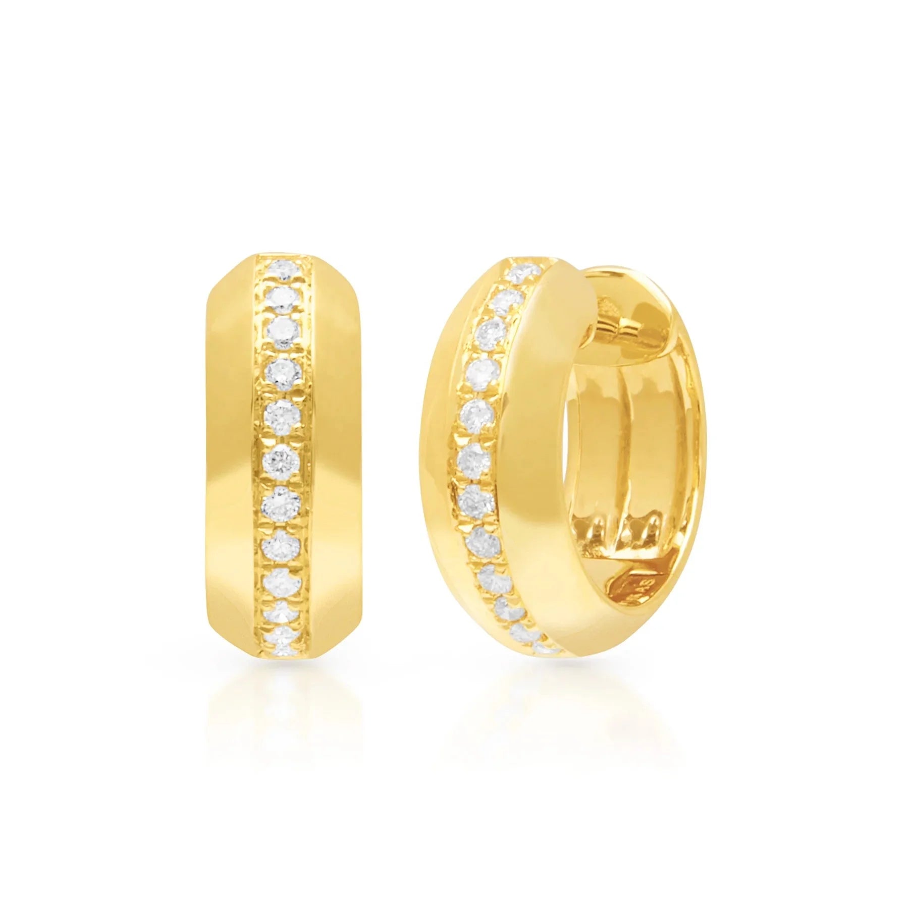 LOZRUNVE 2014 New Design  Fashion Jewelry Findings 14k Gold Minimalist Chunky Line Diamond Huggie Earring