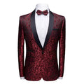 New Design Burgundy Blue Jackets 3D Printing Jacquard Fabric Groom Shawl Collar Fashion Suits for Men Wedding Suits  MBS970