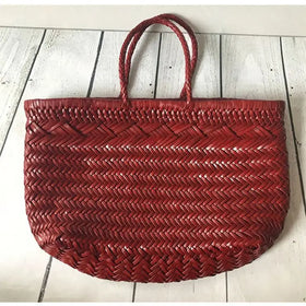 EMG6236 Women Fashion Genuine Leather Tote Bag Open Closure Large Capacity Lightweight Portable Shoulder Strap Travel & Beach