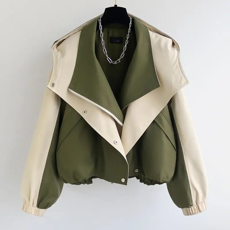 Wholesale 2026 Autumn/winter New Casual and Fashionable Patchwork Hooded Loose Mid Length Women's Coats