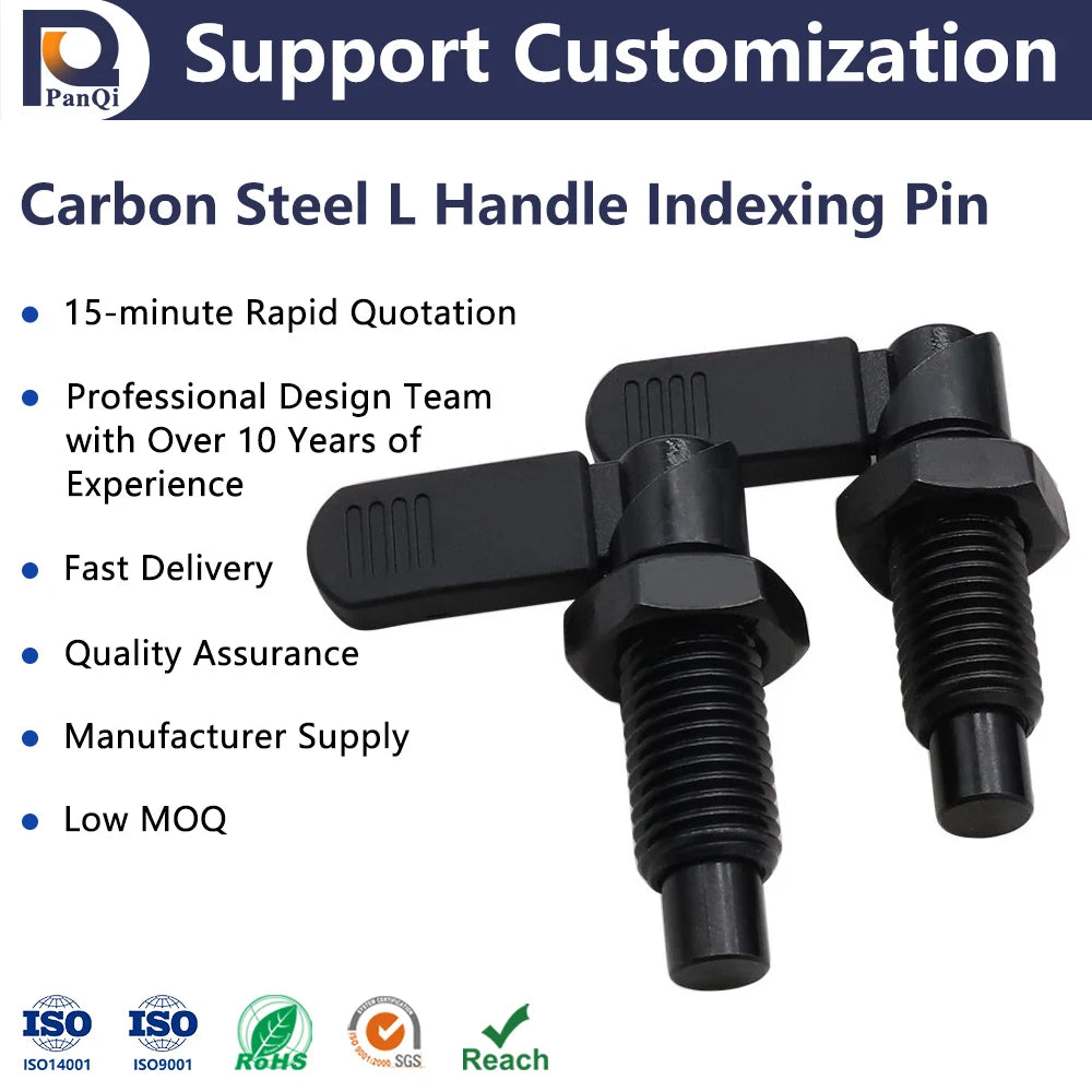 Stainless Steel and Carbon Steel L-Style CNC Machining Indexing Pin Fasteners with Plastic Gloves