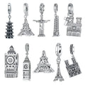 Fashion Charm Pendant Jewelry S925 Sterling Silver Original World Logo Building Bracelet Charm Eiffel Tower Pendant Jewelry