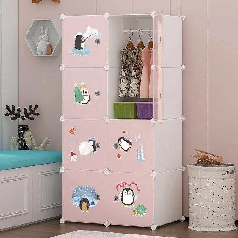 Modern 8-Door Extendable Foldable Plastic Baby Wardrobe Home Bedroom Living Room Hospital Workshop Dining Clothes Organizer
