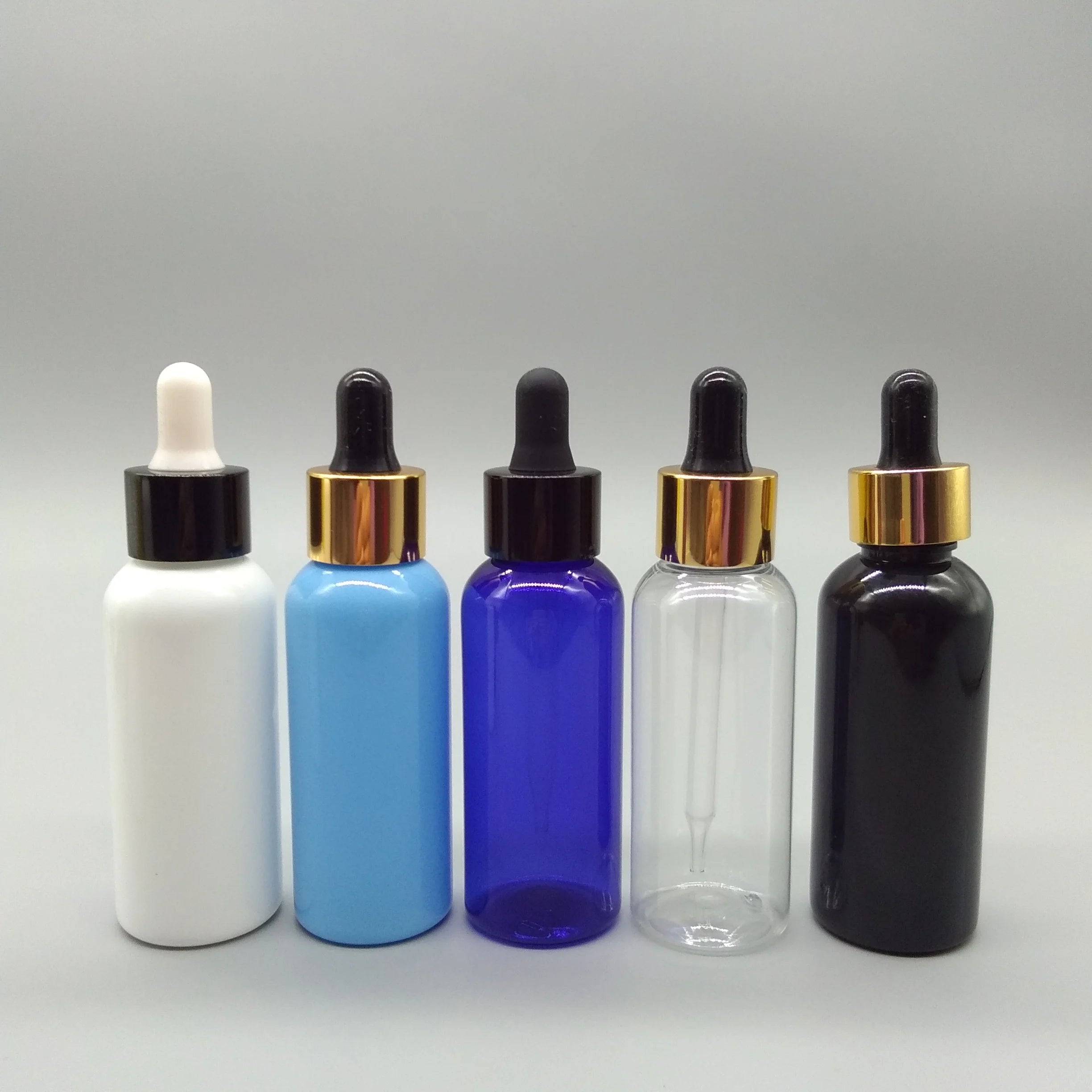 30ml 50ml 60ml Transparent PET Plastic Dropper Bottles for Skin Care Serum Essential Oil Lotion Packaging Customized Silkscreen
