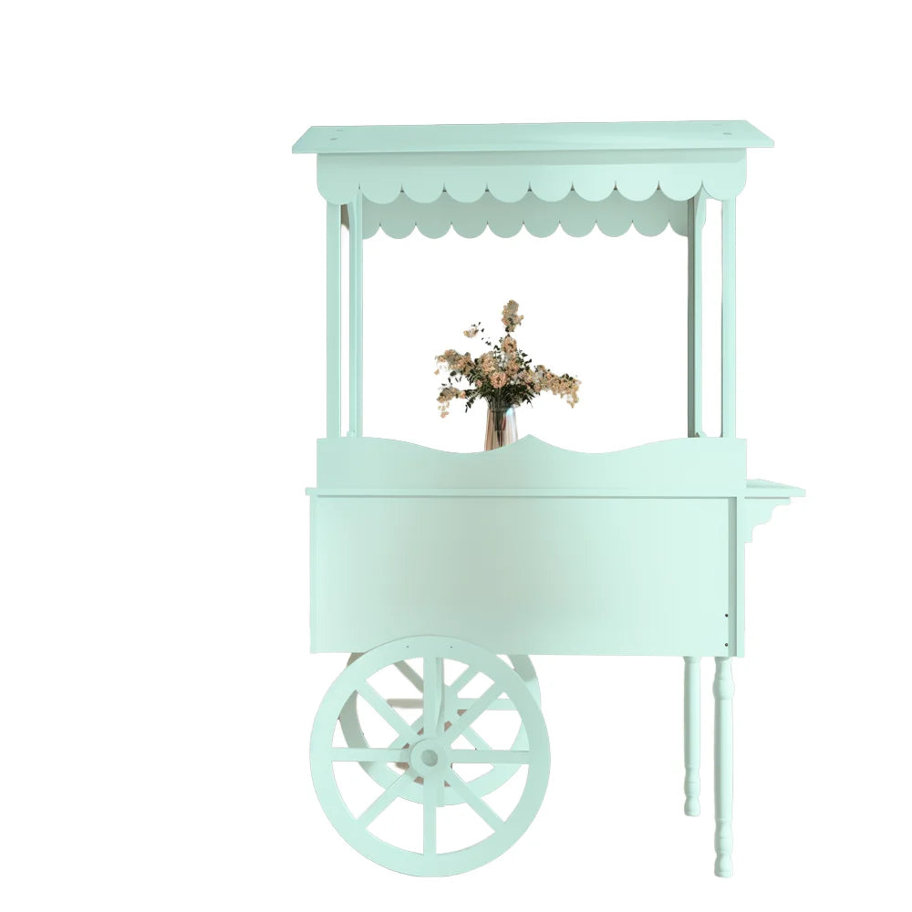 2023 Custom Wooden Candy & Flower Cart With Wheels Hot Sale for Wedding Decoration Corkboard Display