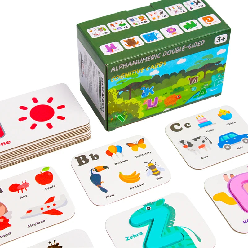 Montessori Educational Toddler Double Side Wooden Blocks Alphabet Number Activity Matching Board Toys for Kids