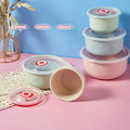 New Wheat Straw Preservation Bowl 3pcs Set With Cover Kitchen Supplies Storage Box Round Bento Box Lunch Box