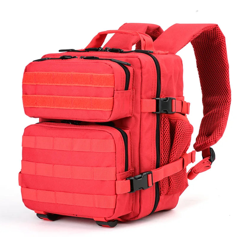 Small Size Red Tactical External Frame Gym Backpack with Zipper Closure Polyester Anti-Theft Fashion Camouflage for Gym Outdoor