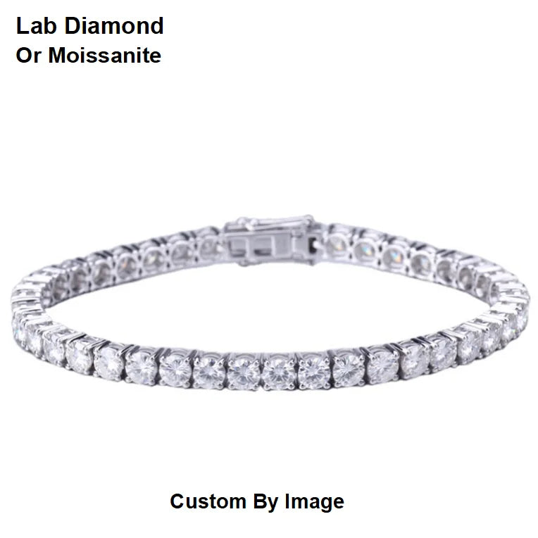 Starsgem Luxury Jewelry 9K Solid Gold 2.6mm Round Cut Lab Grown Diamond Chain Tennis Bracelet