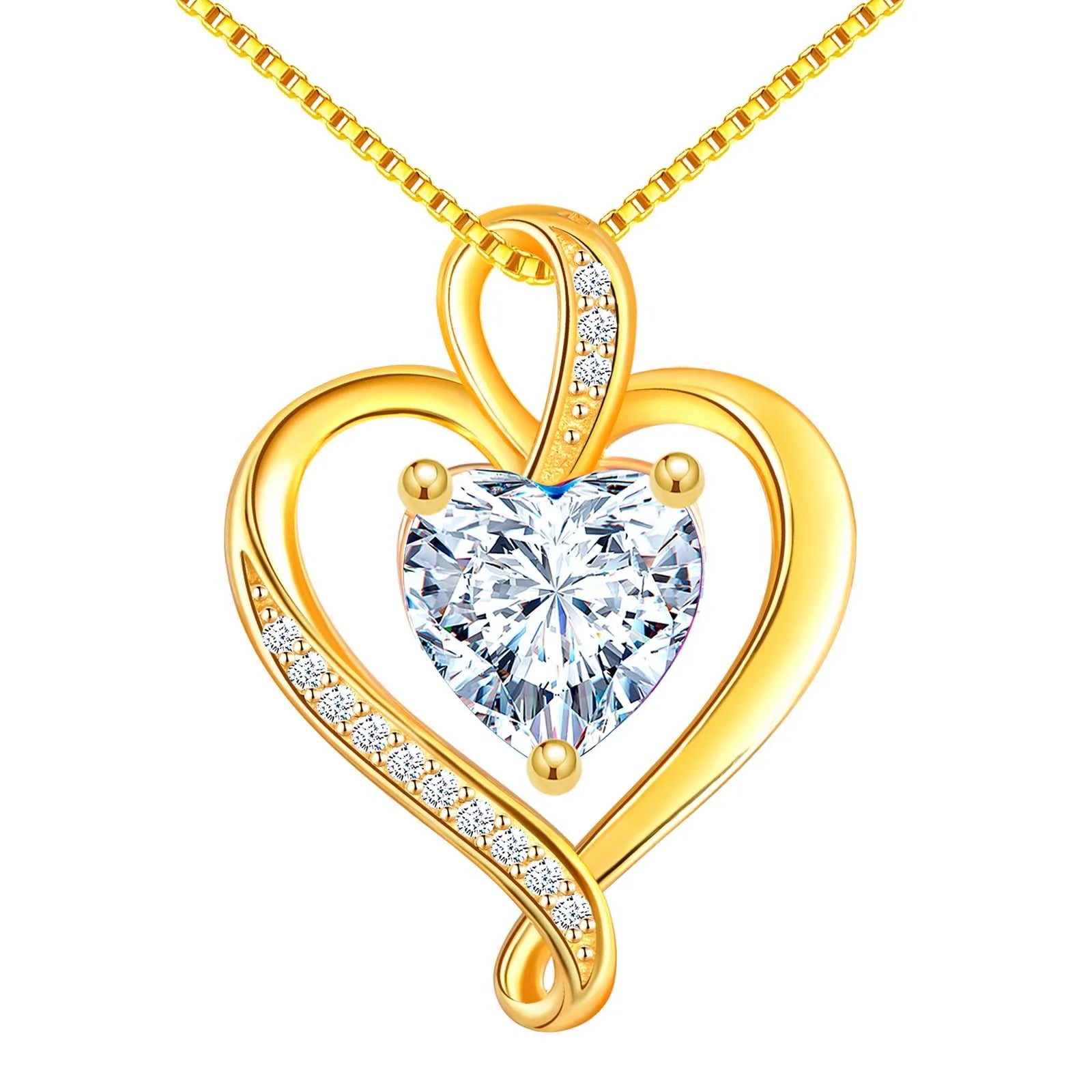 Delicate Heart Zircon Pendant Charm 18K Gold Coating Trendy Wedding Engagement Hollow Ladies Necklace Bride Jewelry Gift