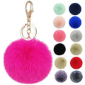 Wholesale Bulk Bag Charms Multicolor 8cm Big Rabbit Fur Ball Pom Pom Keychain for Women
