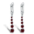 A692 Abiding Fine Jewelry Wholesale Red Garnet Natural Gemstone 925 Sterling Silver Linear Drop Earring for Sale