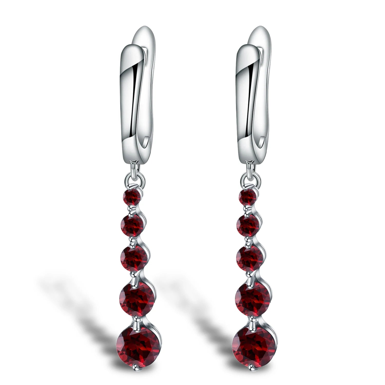 A692 Abiding Fine Jewelry Wholesale Red Garnet Natural Gemstone 925 Sterling Silver Linear Drop Earring for Sale