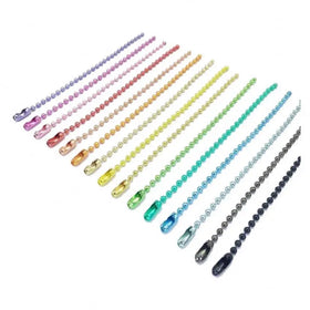 Wholesale Colorful Key Chain in Bulk 2.4mm 12cm Ball Bead Chain With Connector for DIY Accessory Keychain Necklace Jewelry Chain