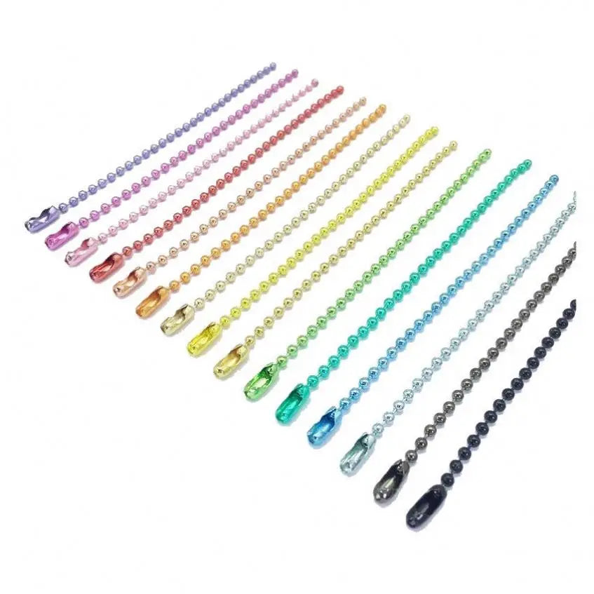 Wholesale Colorful Key Chain in Bulk 2.4mm 12cm Ball Bead Chain With Connector for DIY Accessory Keychain Necklace Jewelry Chain