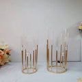 New Iron Electroplated Golden Crystal Candlestick Wedding Props Wedding Hall Hotel Main Table Flowerware Decoration Ornaments