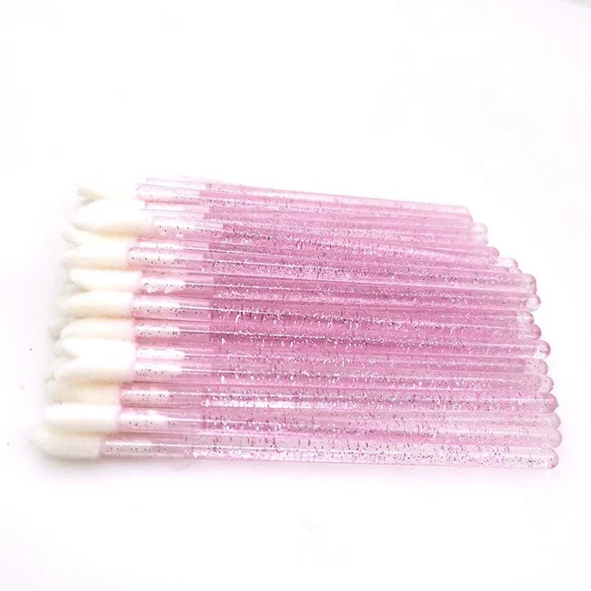 Wholesale Disposable Crystal Rod Flocking Private Label Eyelash Colorful Lip Brush for Lash Extension