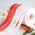 2.5cm Valentines Day Heart Pattern Polyester Ribbon Tape Packaging for Flower Bouquet or Gift Packaging Ribbon