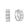 Baguette Zircon Earrings 925 Sterling Silver Small Square Round Row CZ Hollow Hoops for Women Wholesale Fine Jewelry