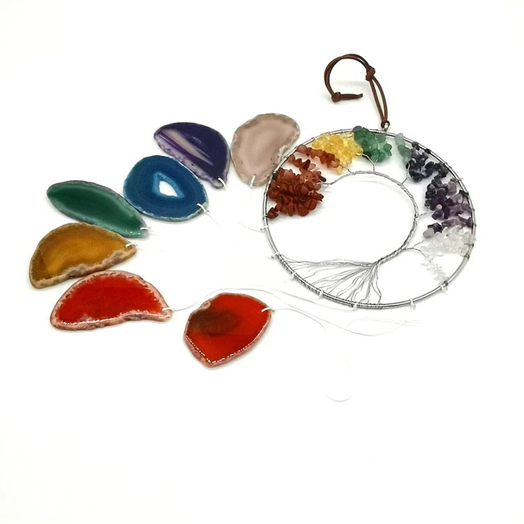 Diy Seven Chakra Crystals Tree of Life with Agate Slice Wall Hanging Ornament Buy From Taiba Agate