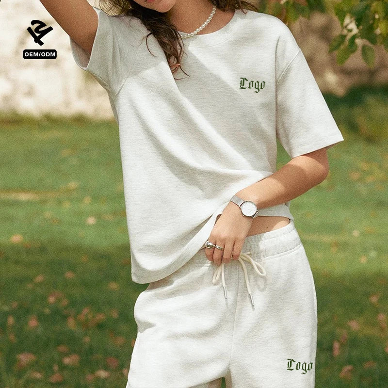 F240727 Summer Shorts Set 2025 Custom Two Piece Set Women Clothing T-Shirts and Short Pants Streetwear Workout Sets for Women