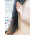 Stylish Unisex Gold Plated Long Tassel Drop Earrings Minimalist Trendy Party Jewelry