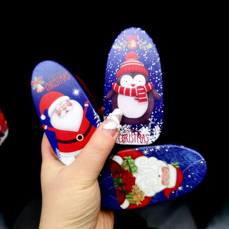 Tree Tin Christmas Gift Decoration Box Santa Claus Shape Metal Can Candy Chocolate Box Cookie Metal Tin Box