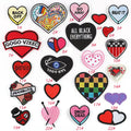 Wholesale Handmade Iron-On Embroidered Nonwoven Felt Heart Patches in White & Red for Kids Clothing