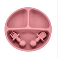 Silicone Suction Plate for Baby Divided Unbreakable Toddler Plate Baby Food Plate with Spoon and Fork Non-Slip BPA Free