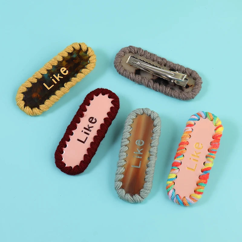 Midairy Wholesale Custom logo New Trendy Colorful Oval Acetate Hair alligator Clips Wool Hairgrips 80mm 4396