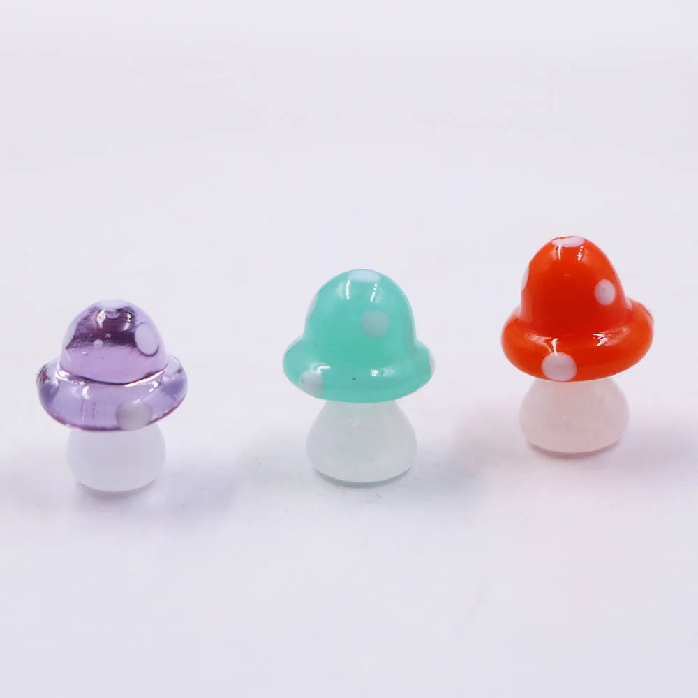 New Arrival Factory Direct 16mm  Cute Colorful Miniature Mini  Glass Mushroom Ornament
