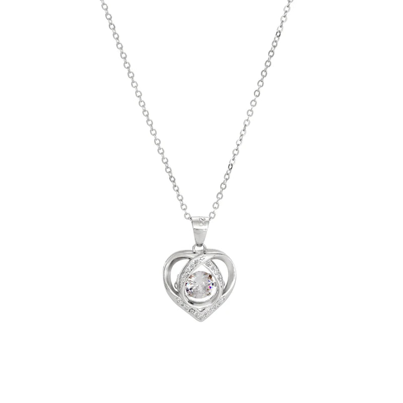 Dainty 925 Sterling Silver Cubic Zircon Crystal Forever love Heart Pendant Necklace for Women