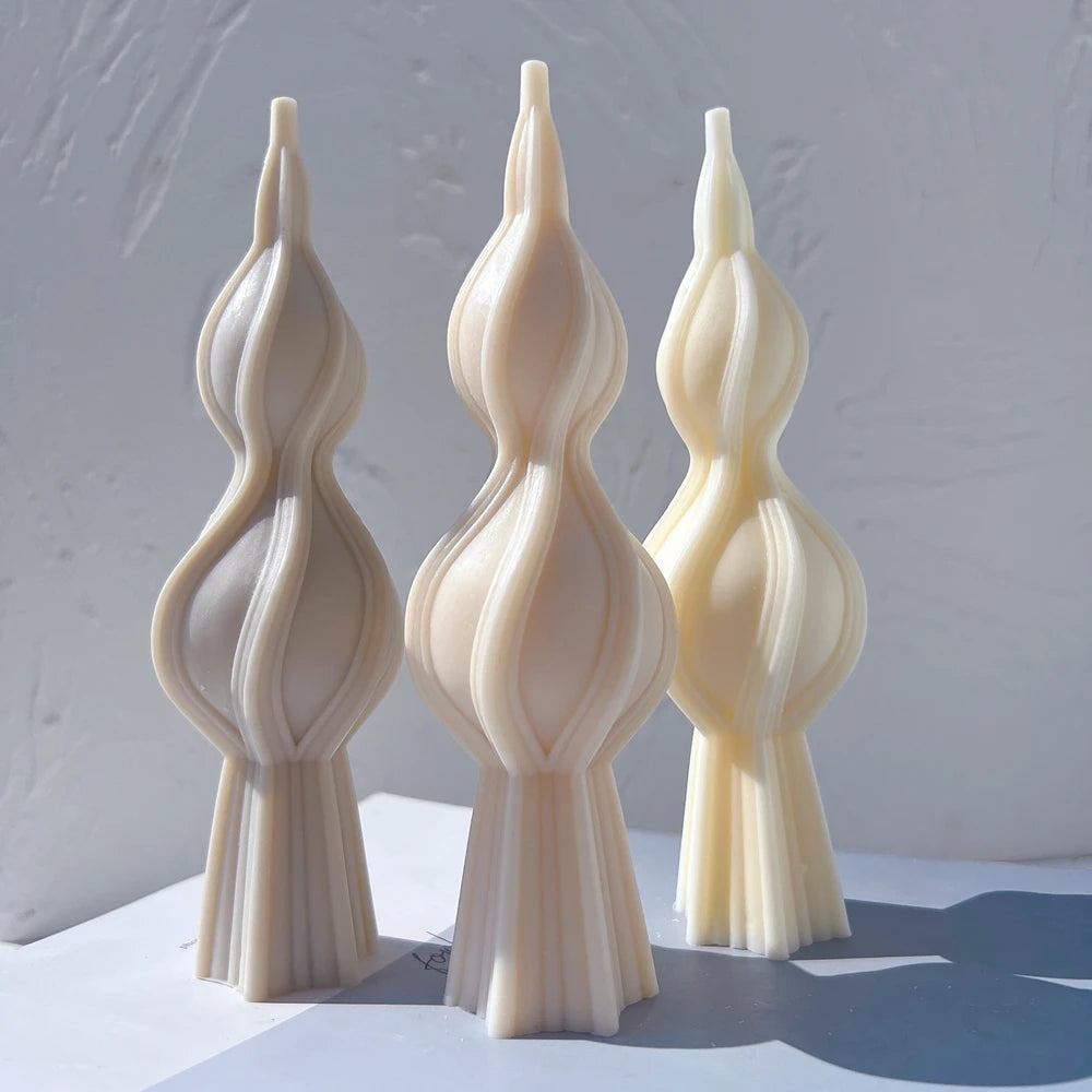 Tall Swirl Candle Silicone Molds Irregular Geometric Sculptured Mould Twirl Pillar Wax Candles Mold for Art Deco