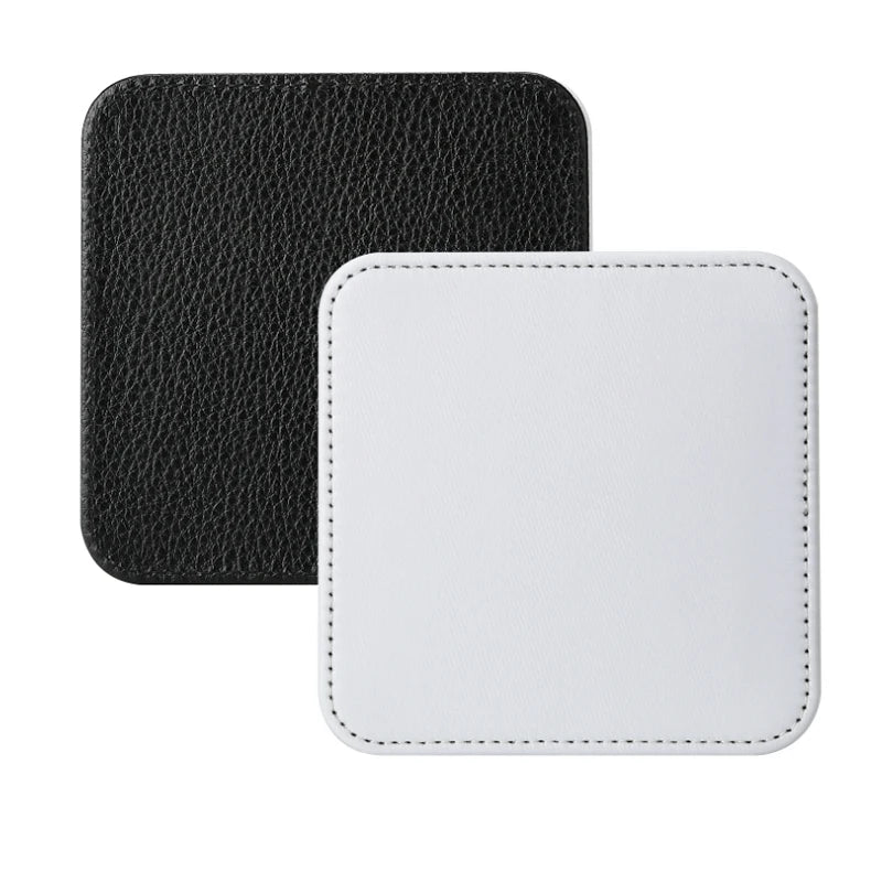 Wholesales Blanks Sublimation PU Leather Cup Coaster10CM Heat Transfer Printing Mug Coasters