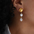 Delicate French Style Shell Pearl Earrings Trendy 18K Gold Plated Stainless Steel Fashion Classy Elegant Pearl Drop Earrings