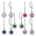 925 Sterling Silver Dangle Earrings Rhodium Plating Teardrop Design Colorful CZ Gemstones Drop Earrings Women Fashion Jewelry