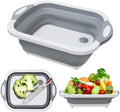 Collapsible Cutting Board with Colander and Drain Sink Storage Basket