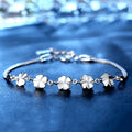 Fine Lucky Jewelry 925 Sterling Silver Rhodium Plated Four-leaf Clover Bracelet for Women Gift