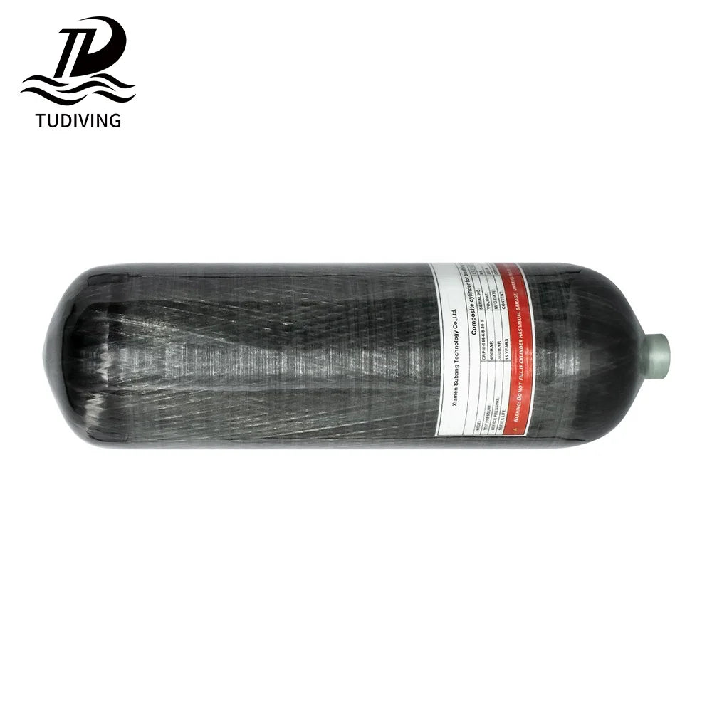 TUDIVING High Pressure Hpa 6.8L 4500psi 300bar Fully Wrapped Composite M18*1.5 Outdoor Diving Carbon Fiber Gas Bottle Air Tank
