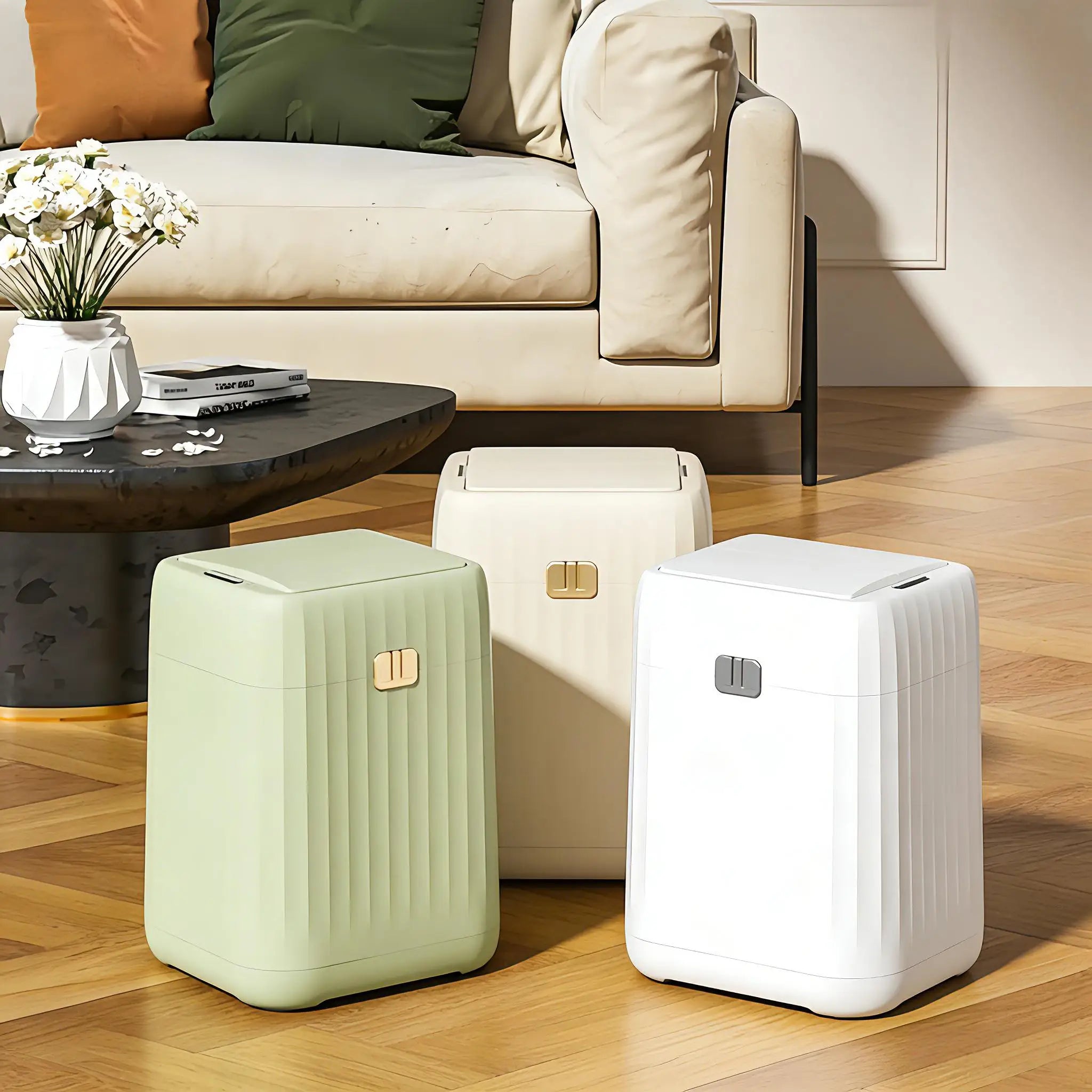 Custom 15L 5 Gallon ABS Portable Kitchen Smart Dustbin Plastic Waste Bin with Lid Sensor Recycle Trash Cans for Storage