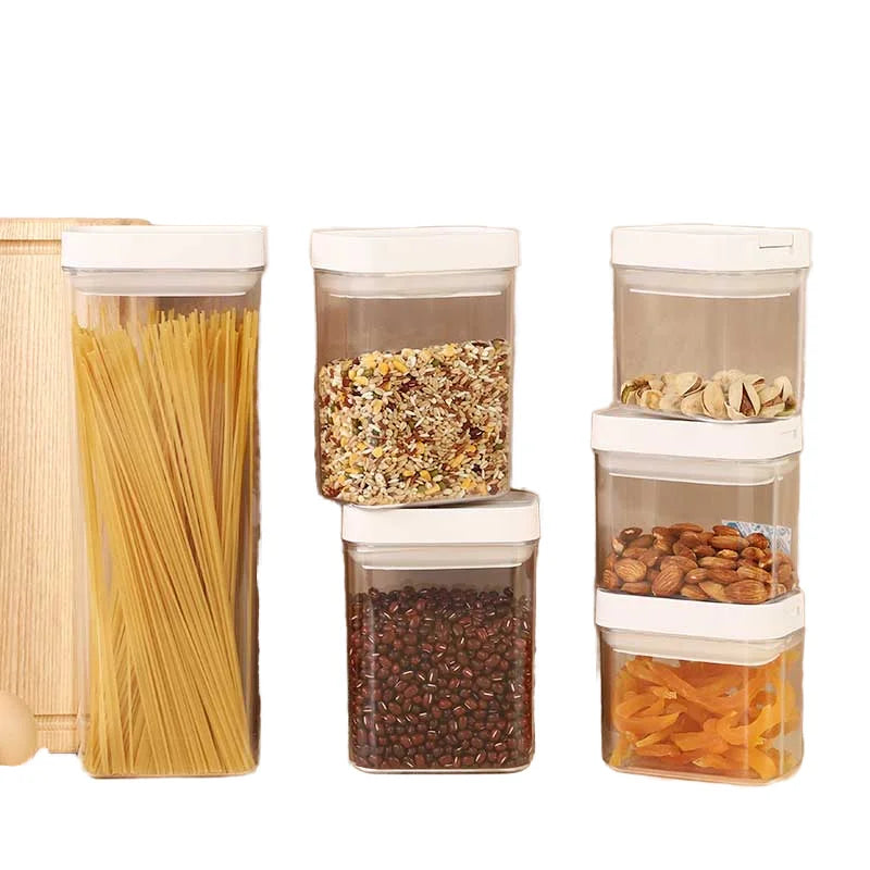 PET Sealed Food Grade Transparent Plastic Storage Container Modern Design Freshness Preservation Rectangle Kitchen Organizer for