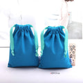 Custom Logo Printed Blue Canvas Drawstring Bag for Gift Jewelry Reusable Muslin Cosmetic Shopping Promotion Makeup Canvas Pouch